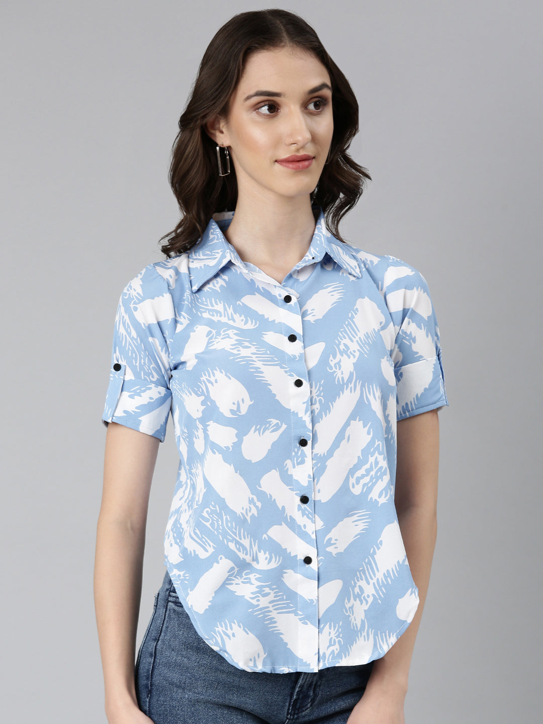 Women Blue Printed Shirt