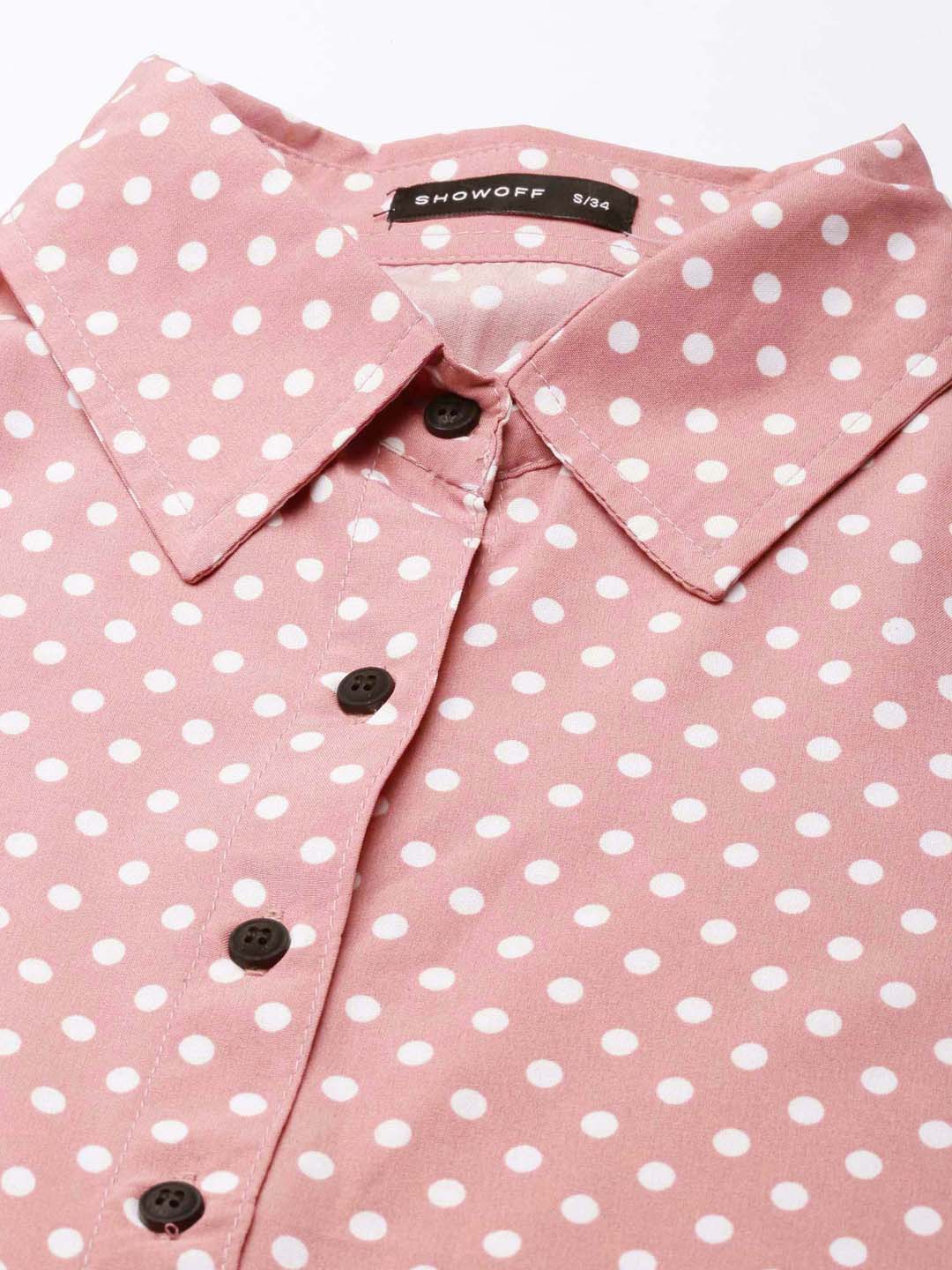 Women Peach Polka Dots Shirt