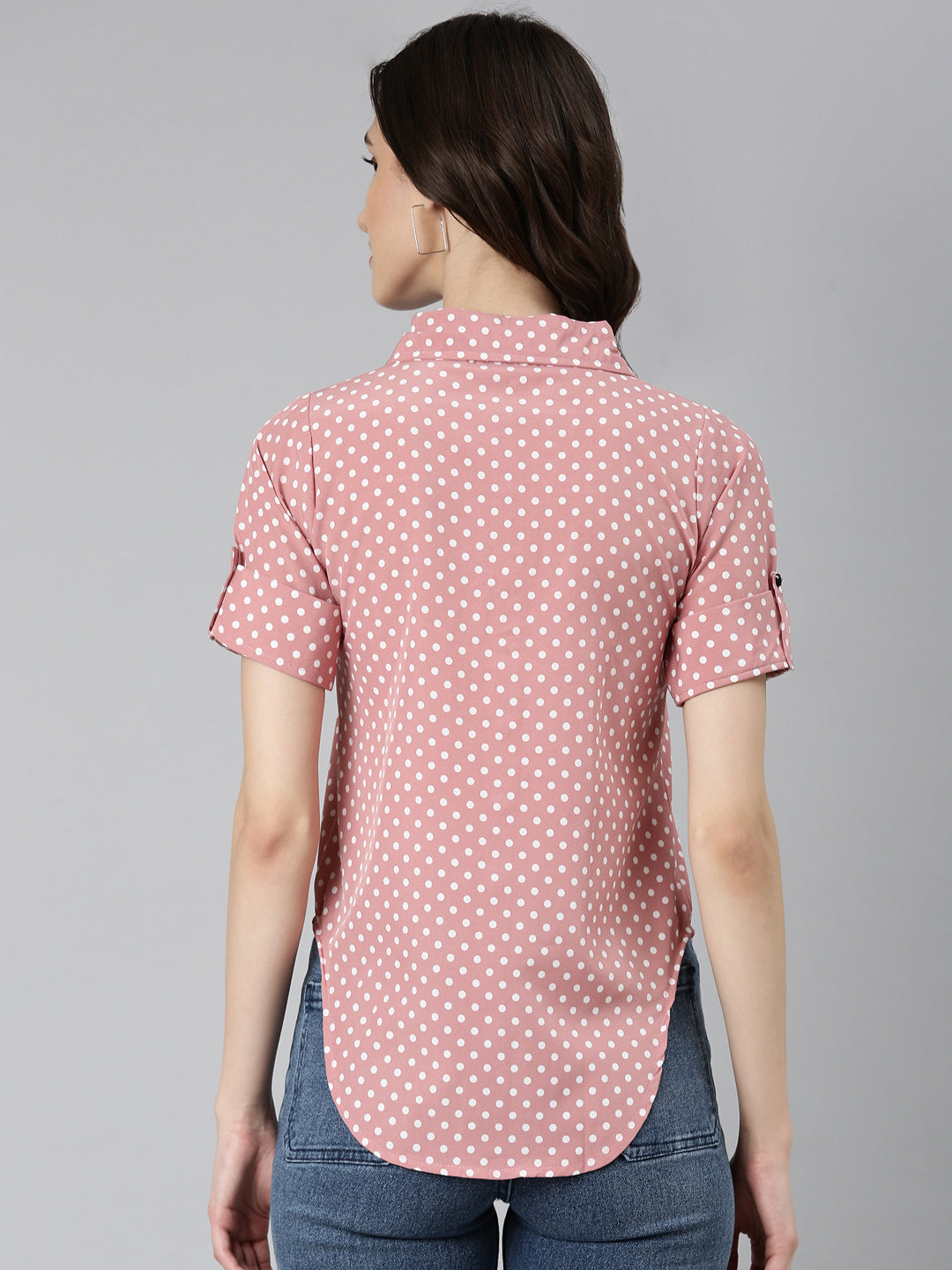 Women Peach Polka Dots Shirt