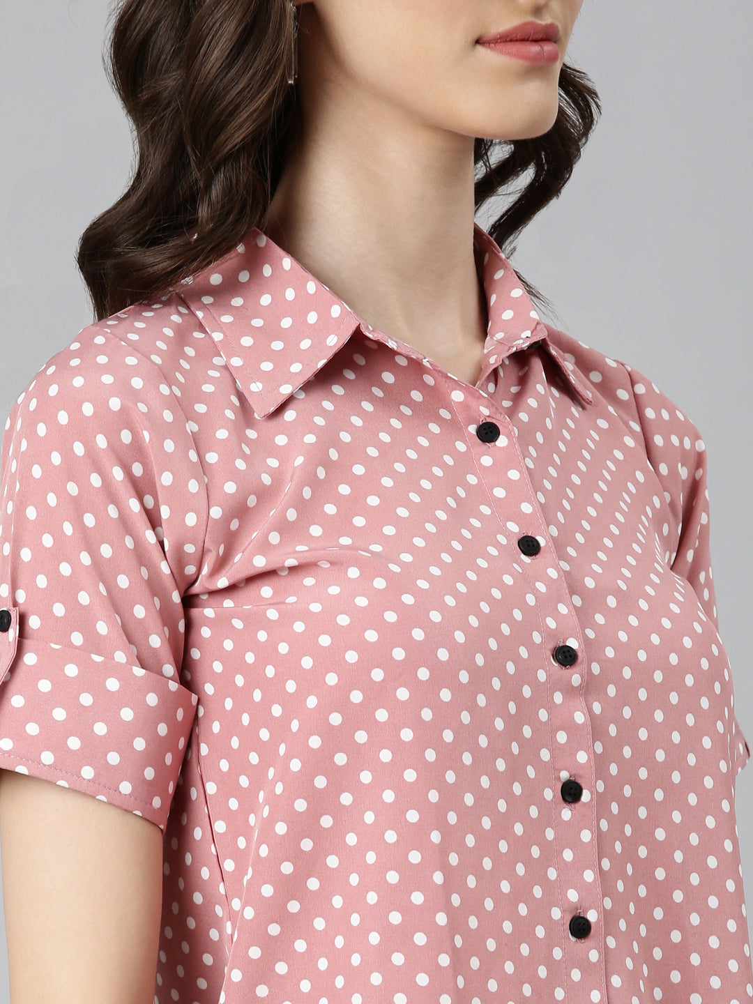 Women Peach Polka Dots Shirt