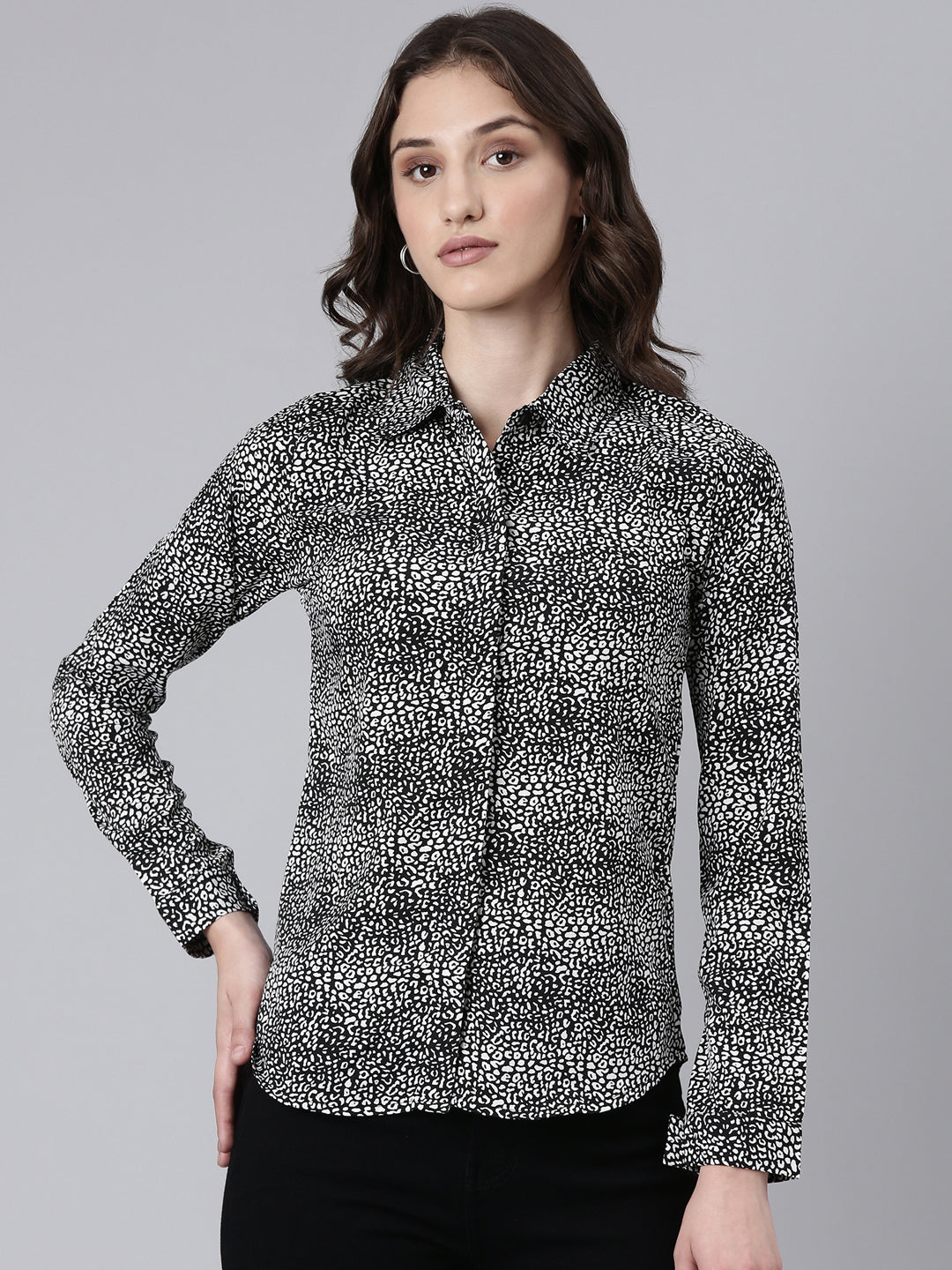 Women Black Printed Shirt