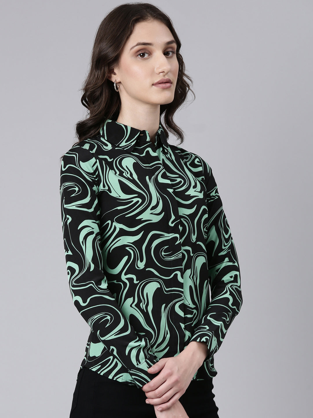 Women Black Printed Shirt