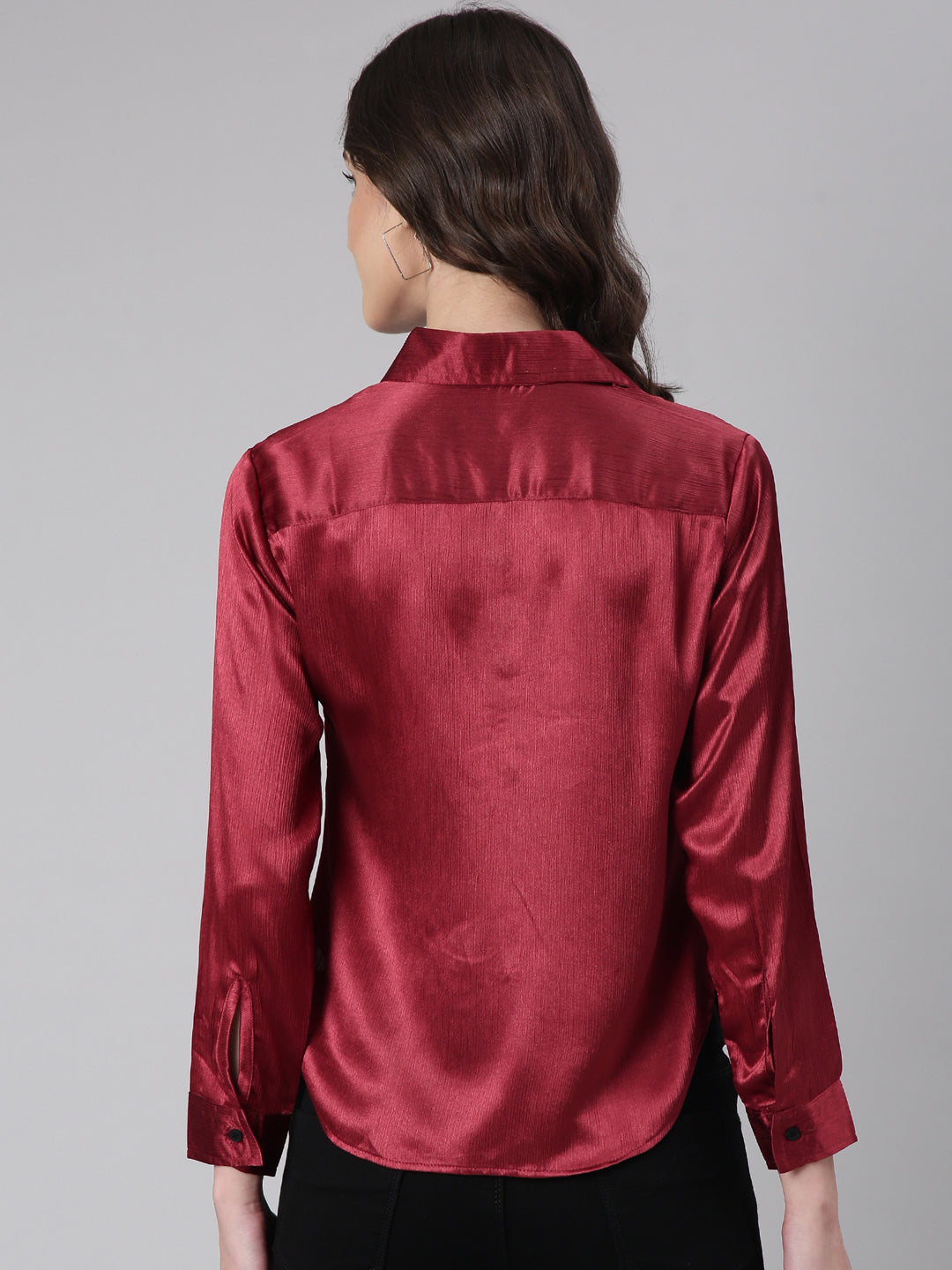 Women Maroon Solid Shirt