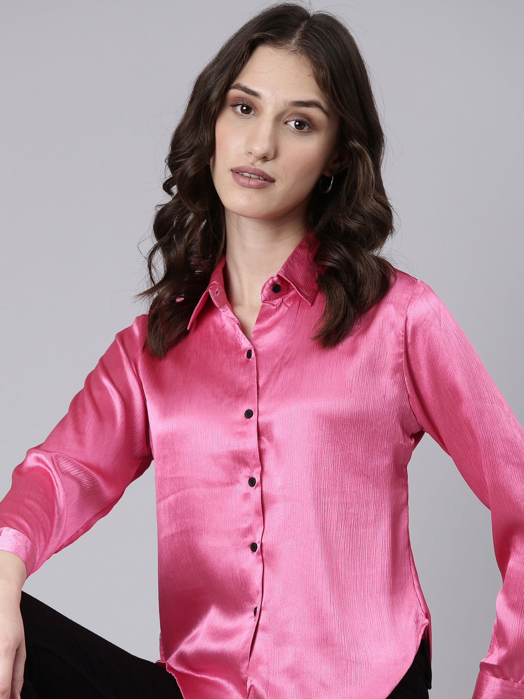 Women Pink Solid Shirt