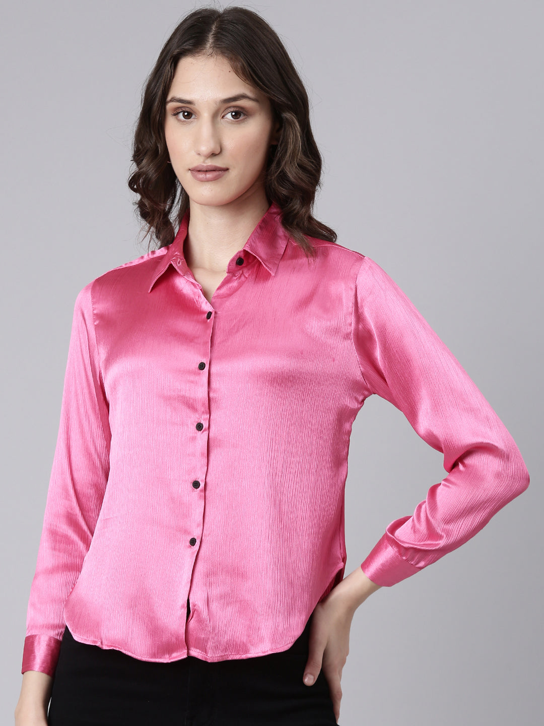 Women Pink Solid Shirt