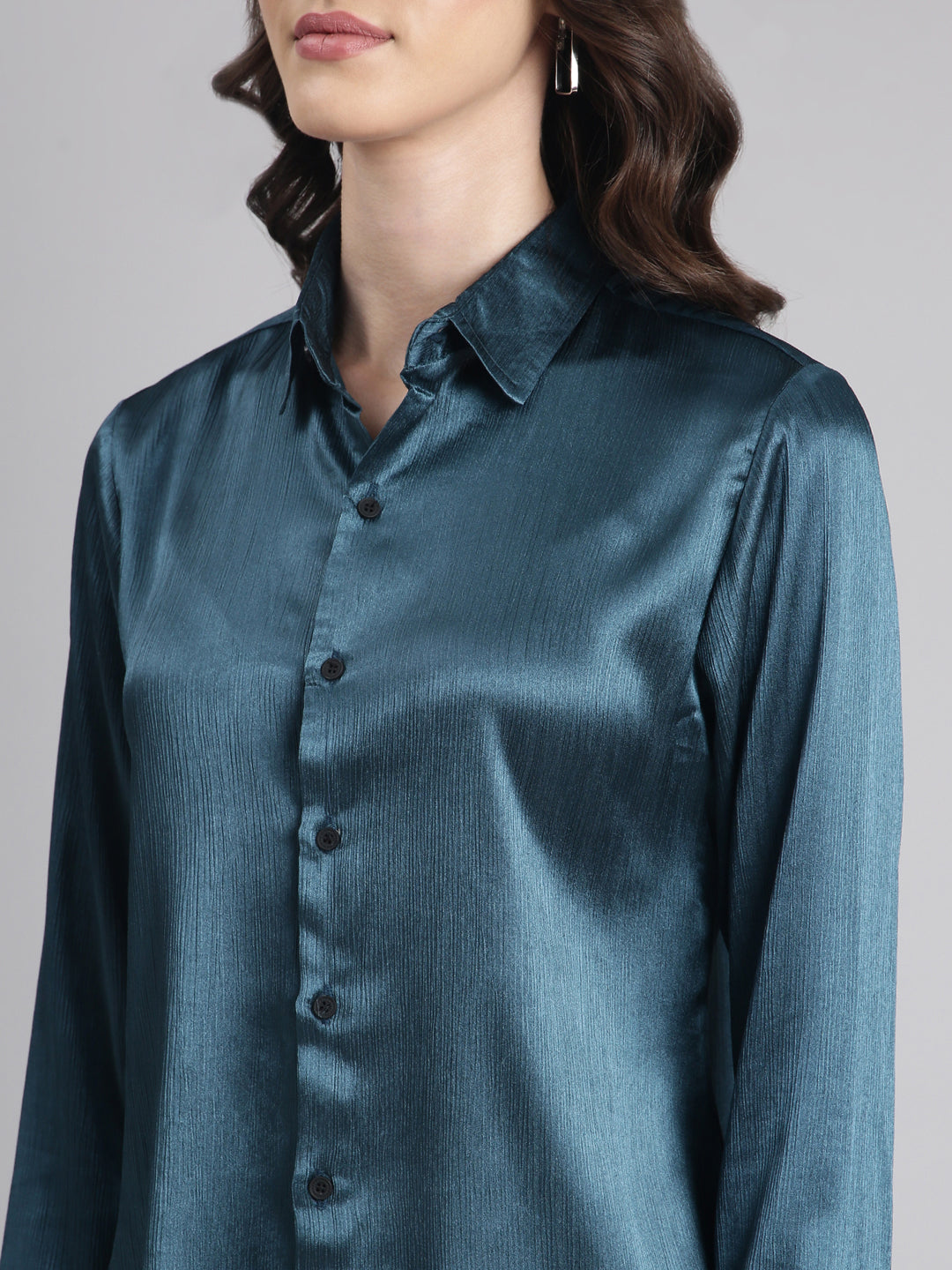 Women Teal Solid Shirt