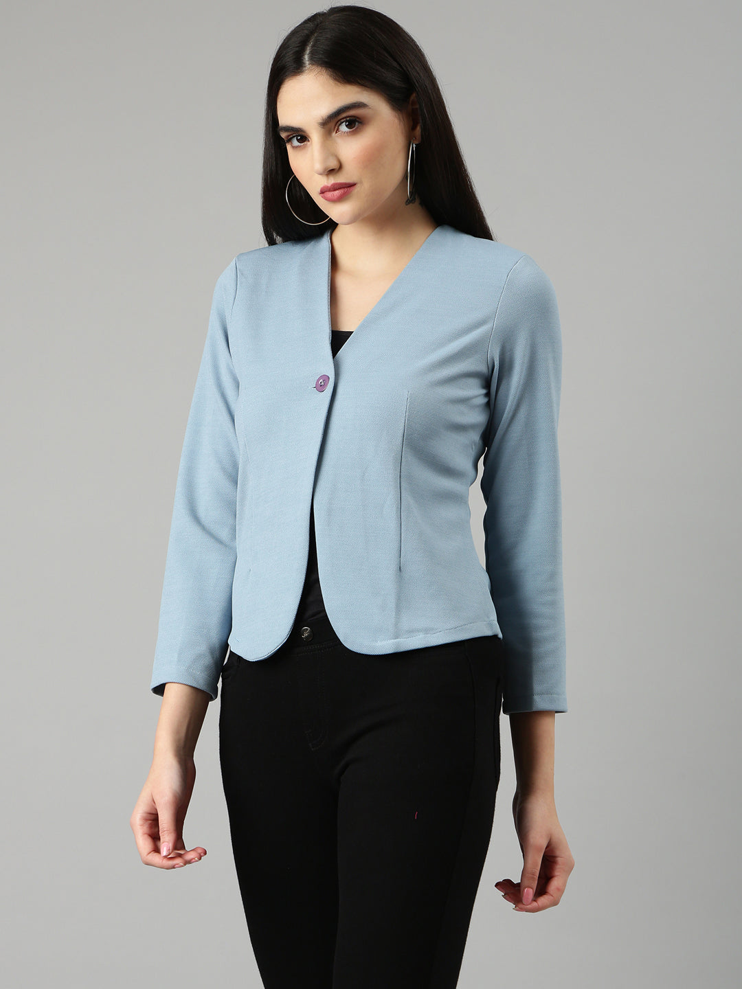 Women's Blue Solid Blazer