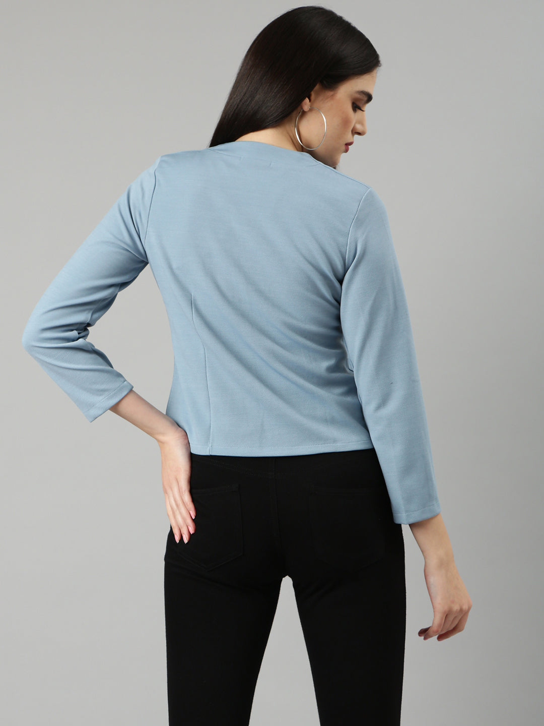 Women's Blue Solid Blazer