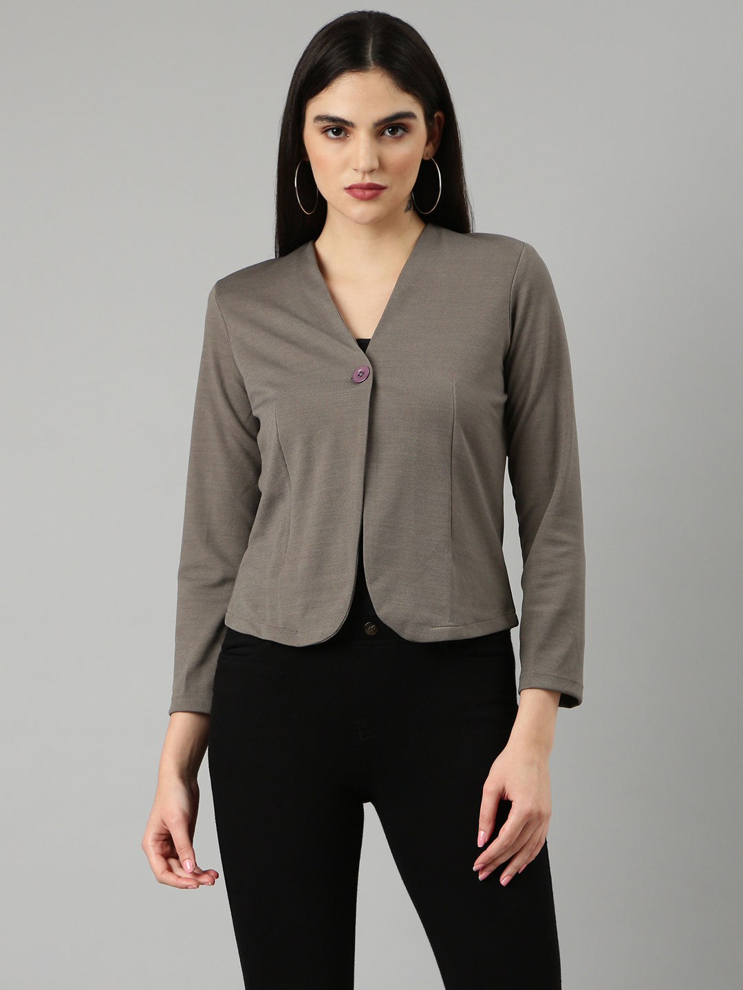 Women Grey Solid Blazer