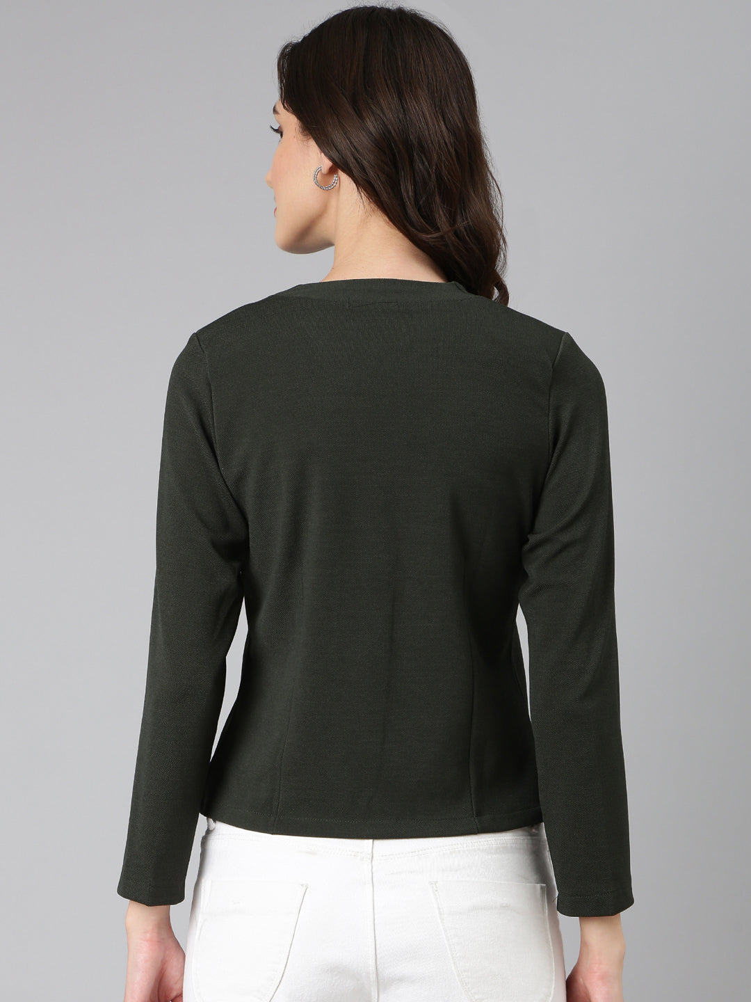 Women's Olive Solid Blazer