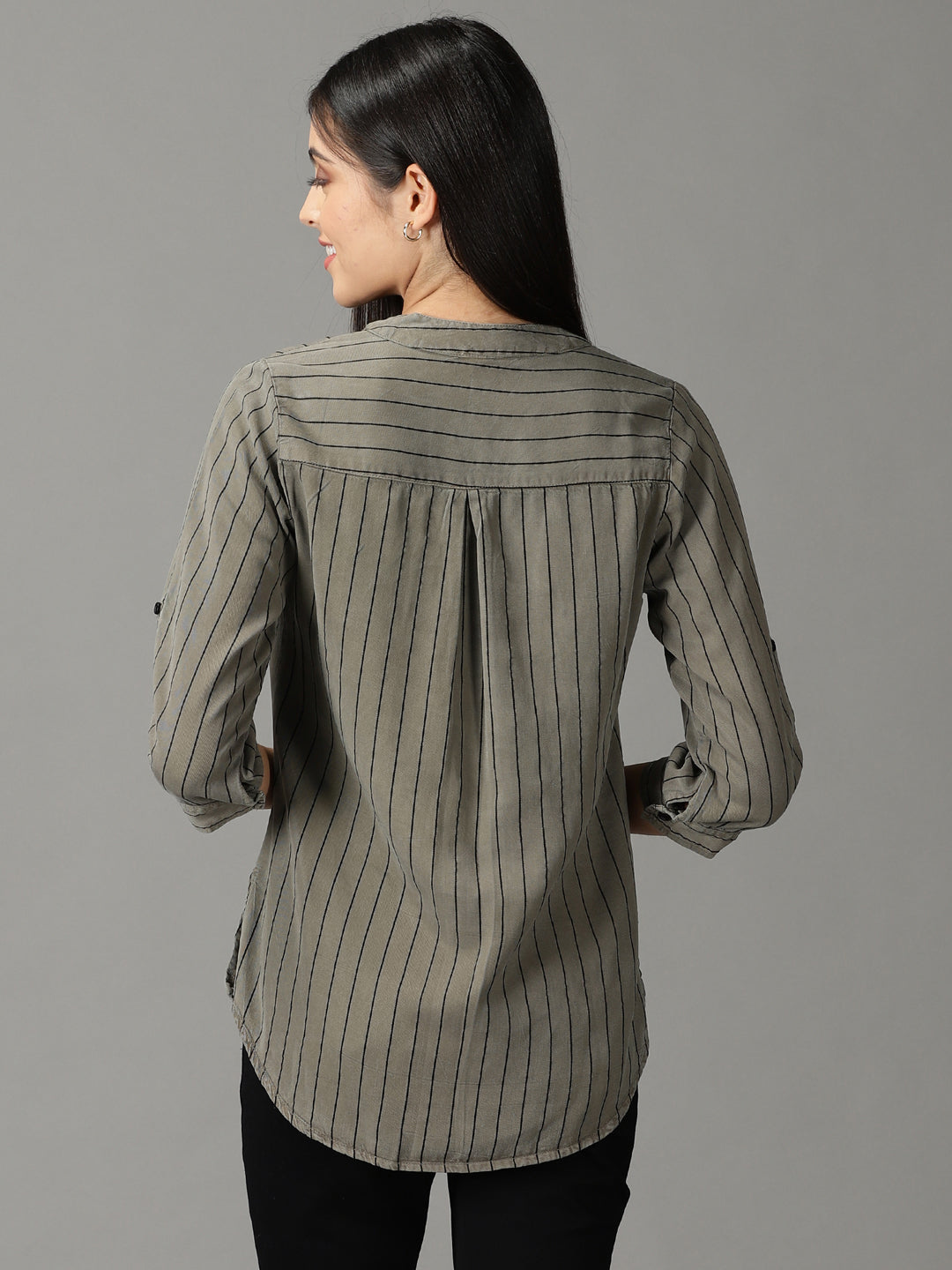 Women's Grey Striped Top