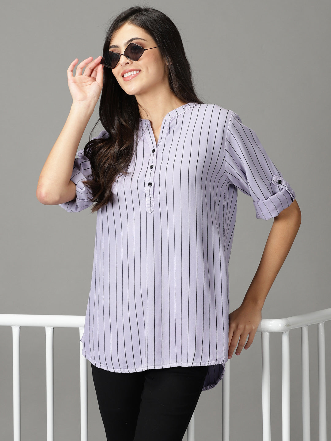 Women's Lavender Striped Top