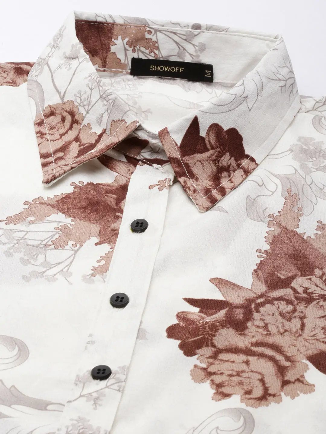 Women's Off White Floral Shirt Dress