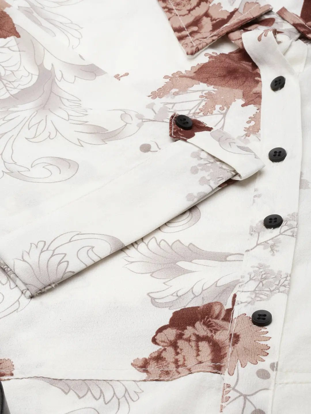 Women's Off White Floral Shirt Dress