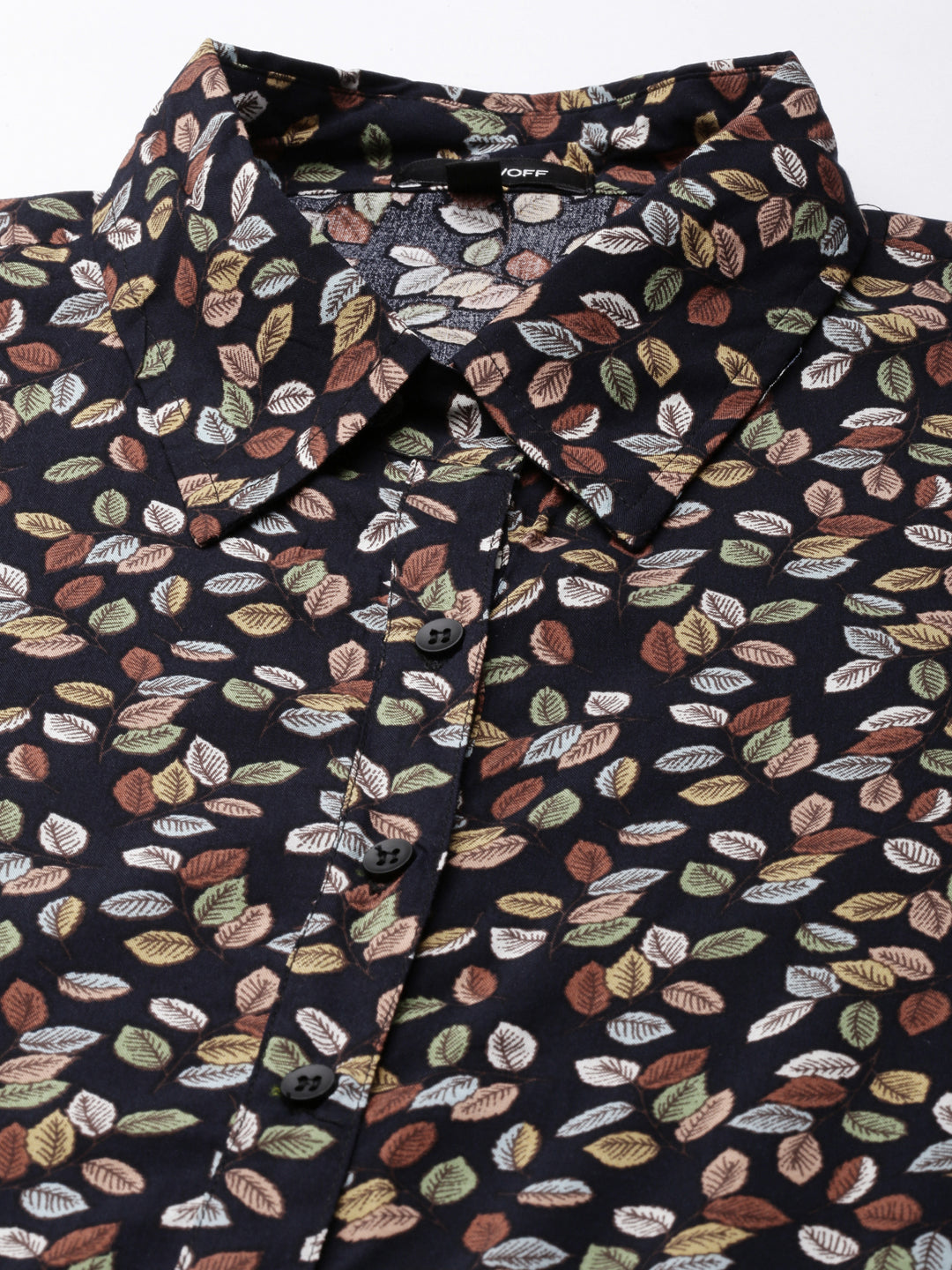 Women's Navy Blue Tropical Shirt Dress