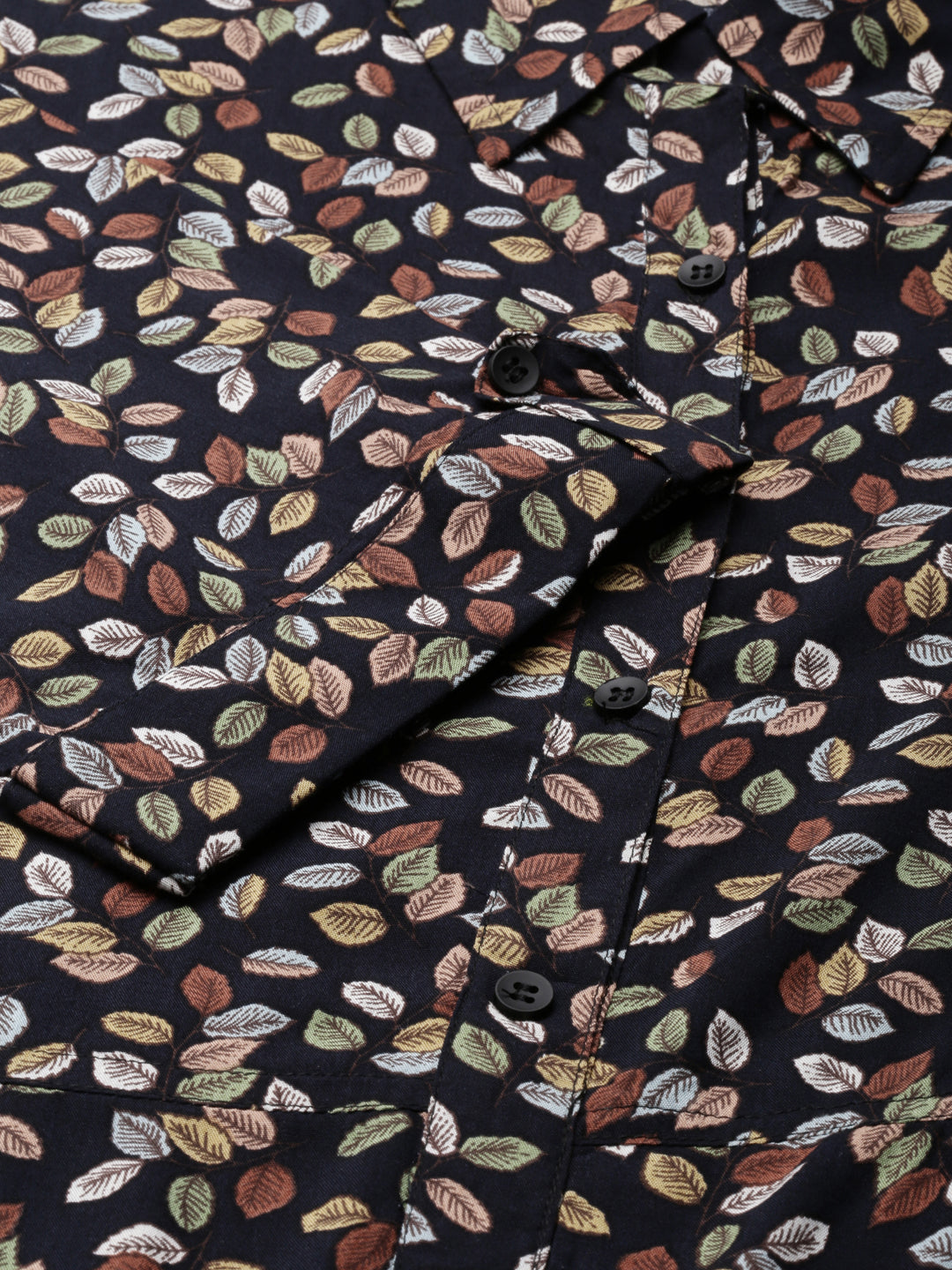 Women's Navy Blue Tropical Shirt Dress