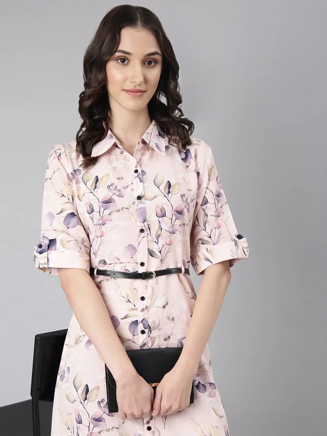 Women's Pink Floral A-Line Dress