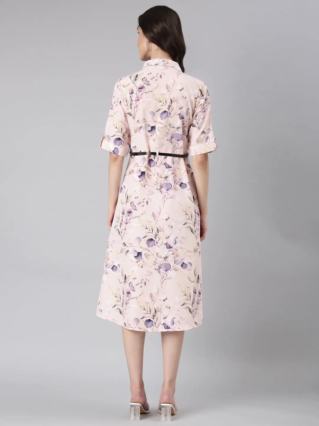Women's Pink Floral A-Line Dress