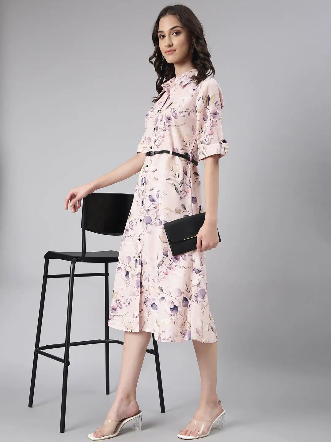 Women's Pink Floral A-Line Dress