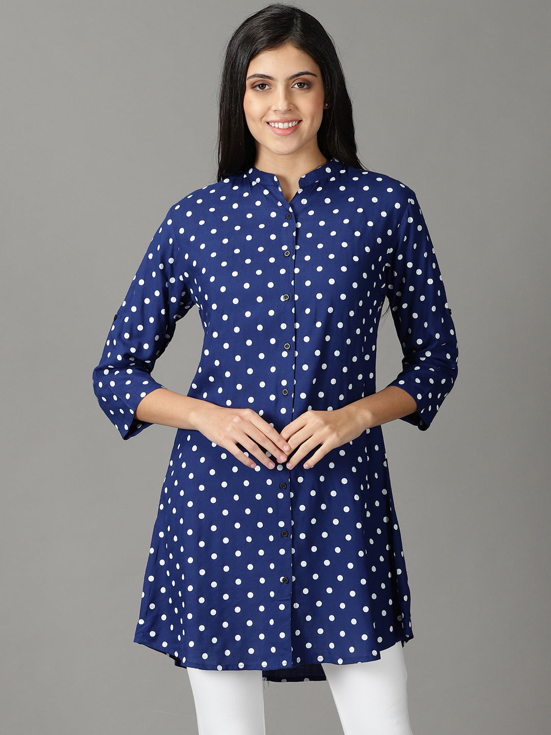 Women's Blue Printed Shirt