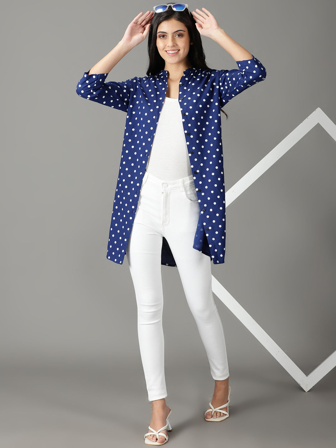 Women's Blue Printed Shirt