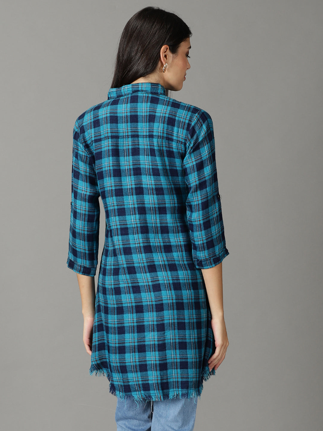 Women's Teal Checked Shirt