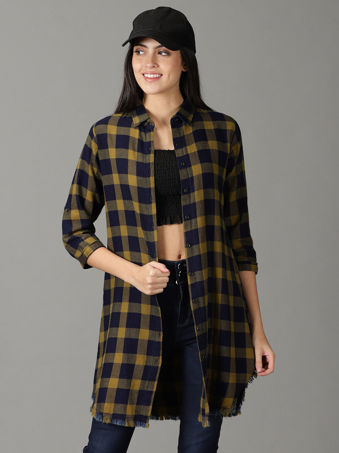 Women's Olive Checked Shirt