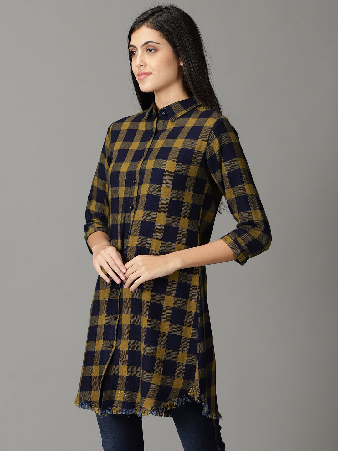 Women's Olive Checked Shirt