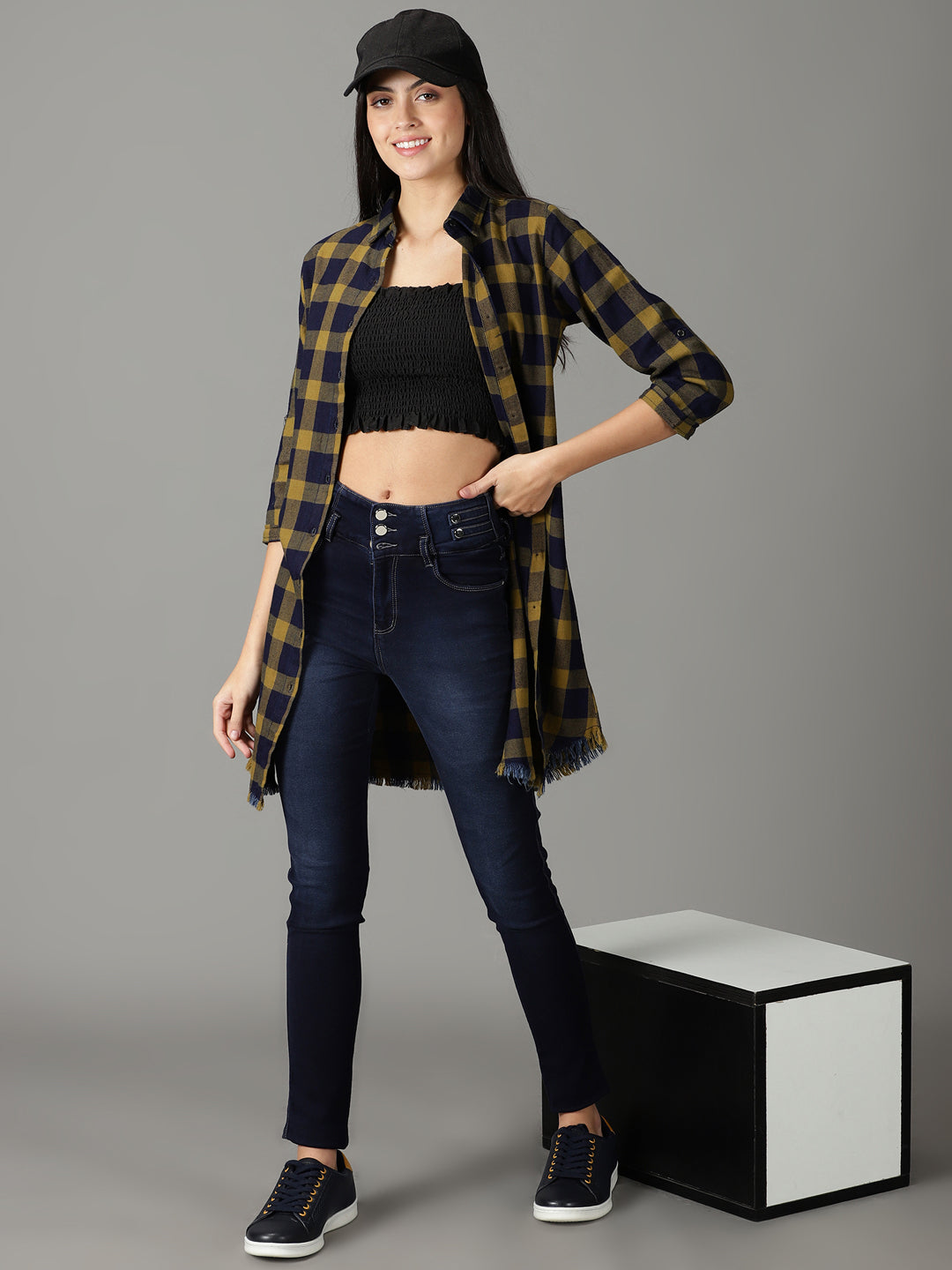 Women's Olive Checked Shirt