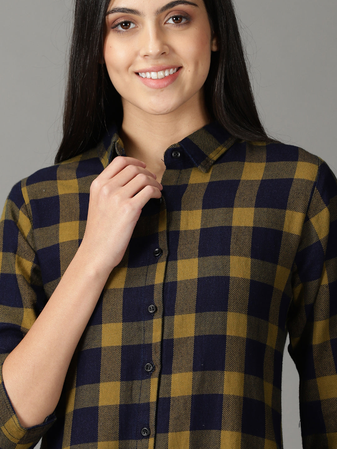Women's Olive Checked Shirt