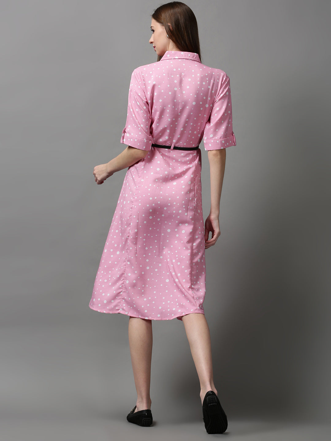 Women's Pink Printed A-Line Dress