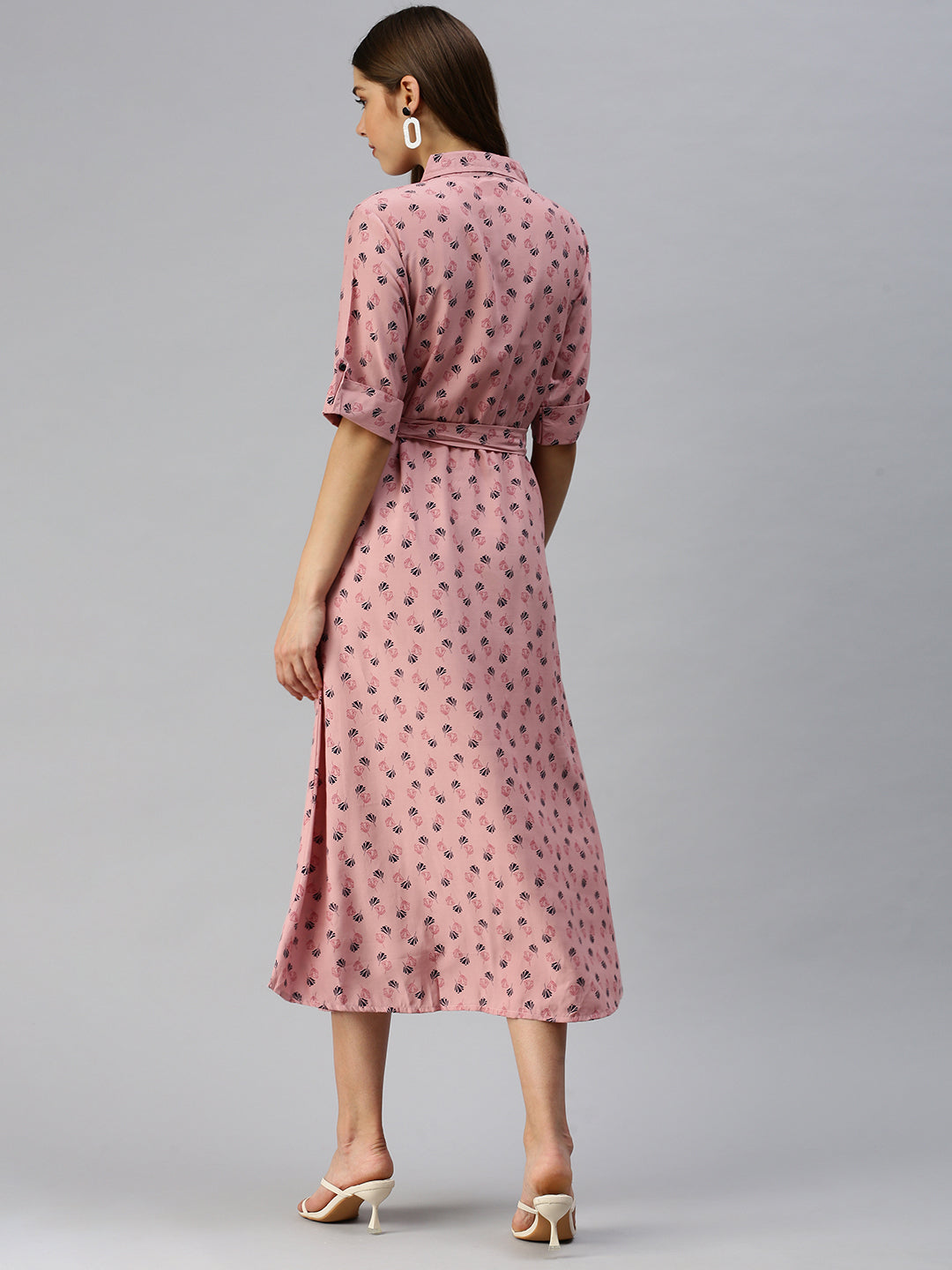 Women's Mauve Printed Shirt Dress