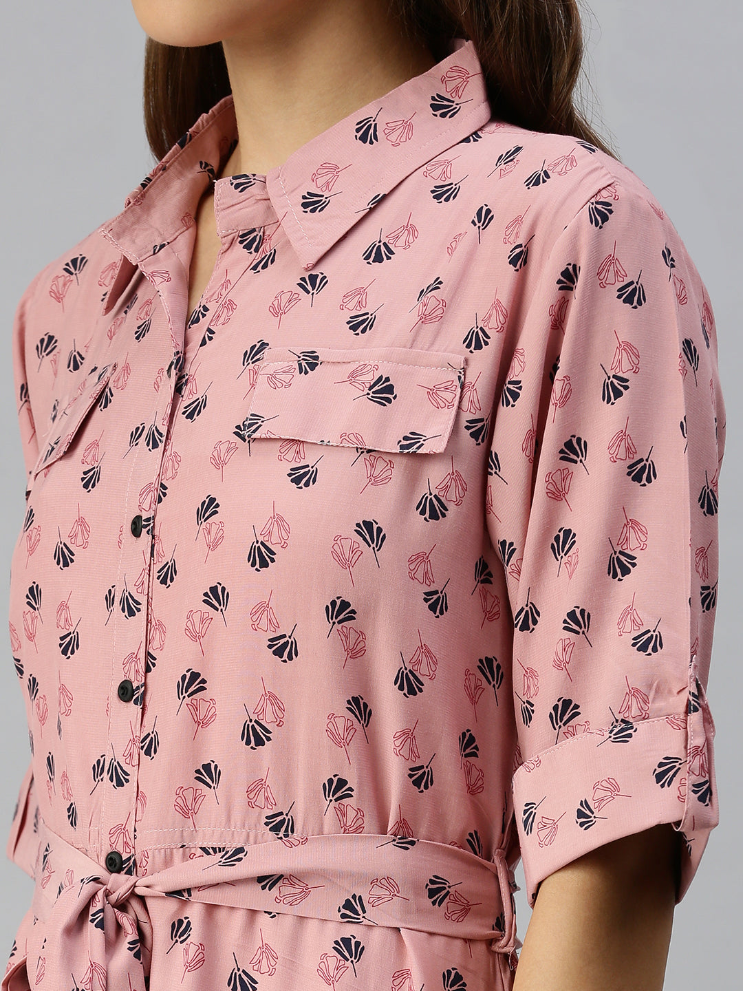 Women's Mauve Printed Shirt Dress