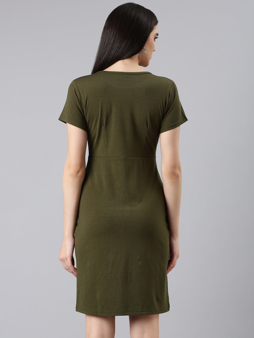 Women Olive Solid Bodycon Dress