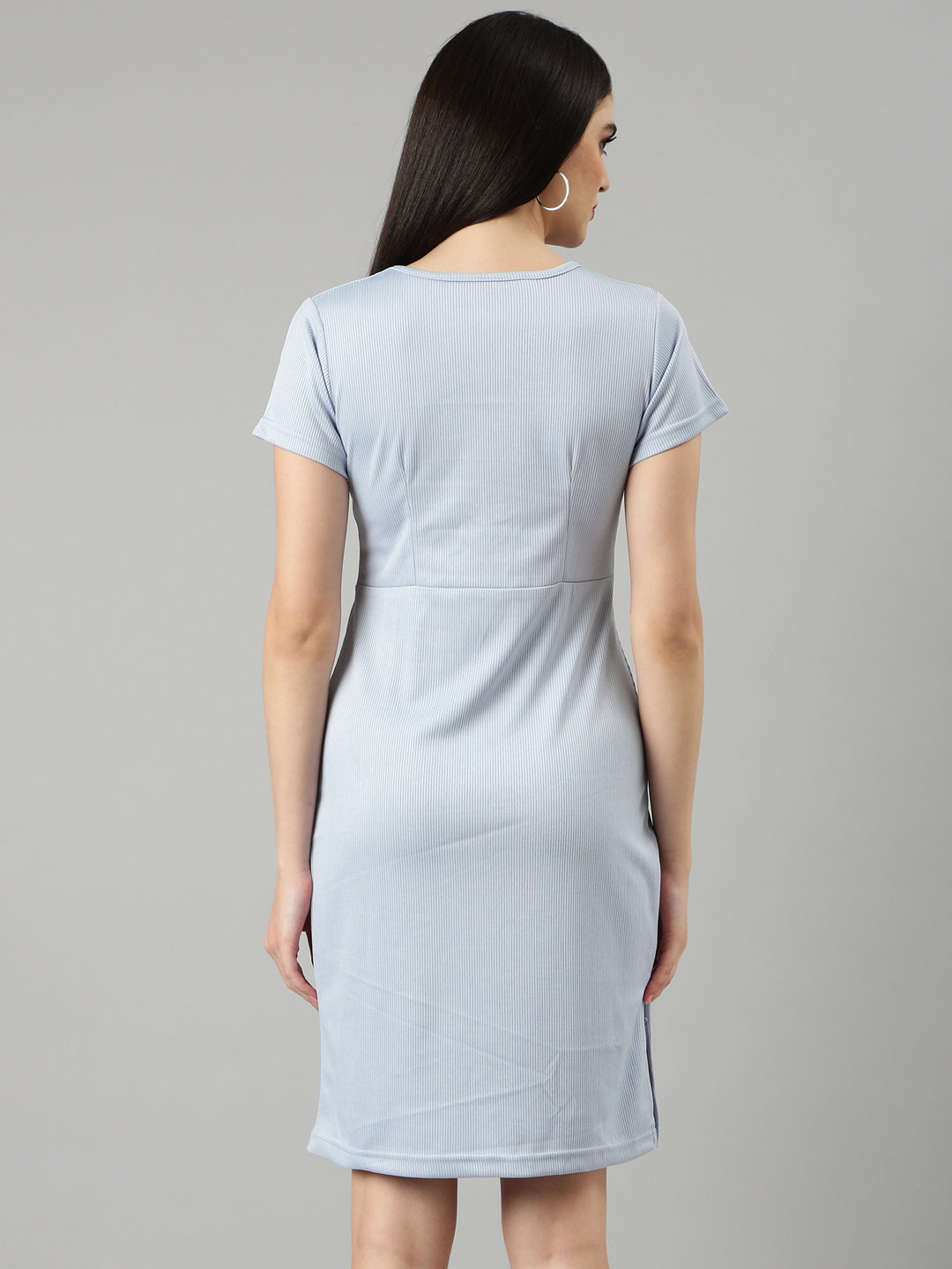 Women Blue Solid Bodycon Dress