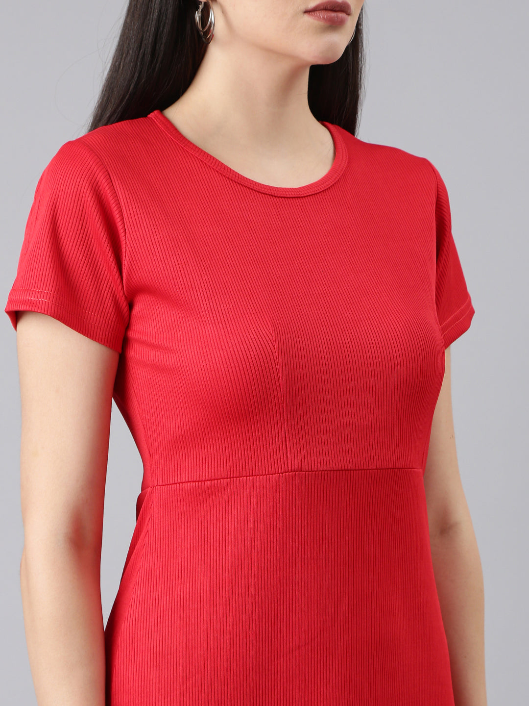 Women Red Solid Bodycon Dress