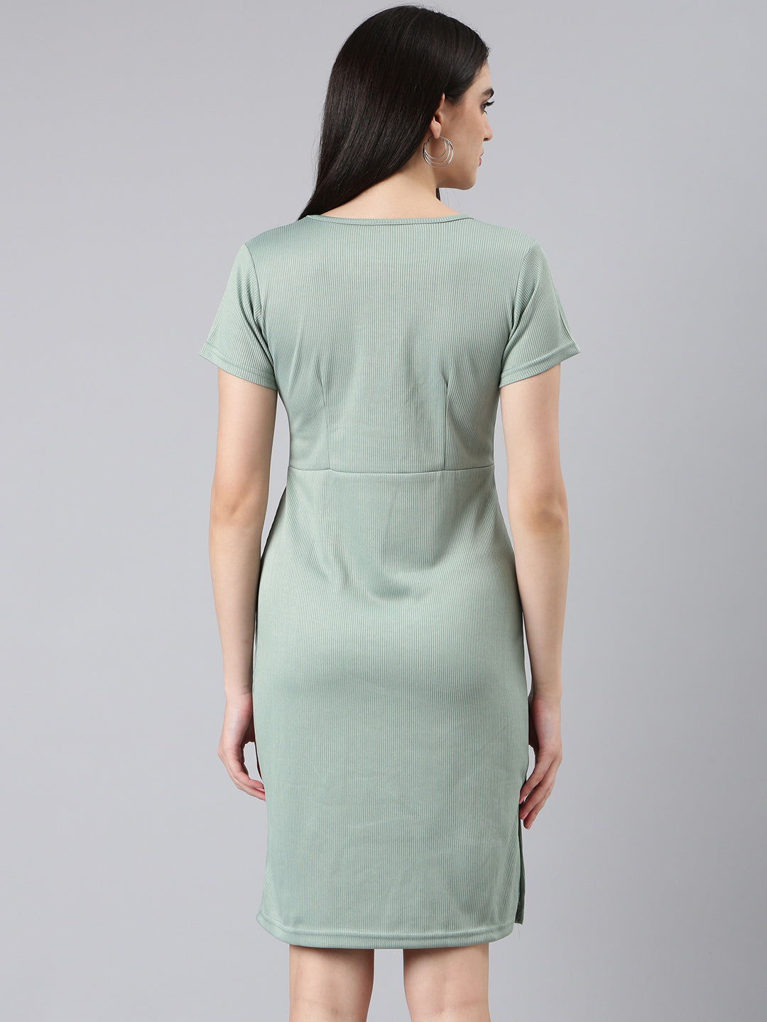 Women Sea Green Solid Bodycon Dress