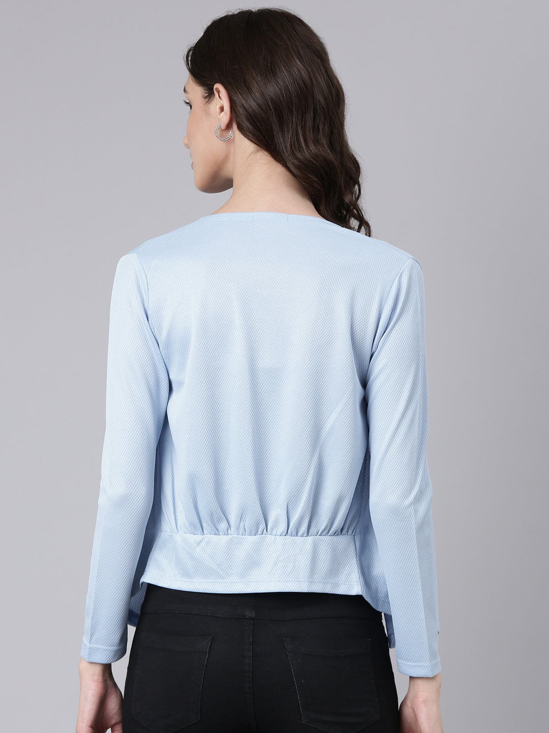 Women Blue Solid Shrug