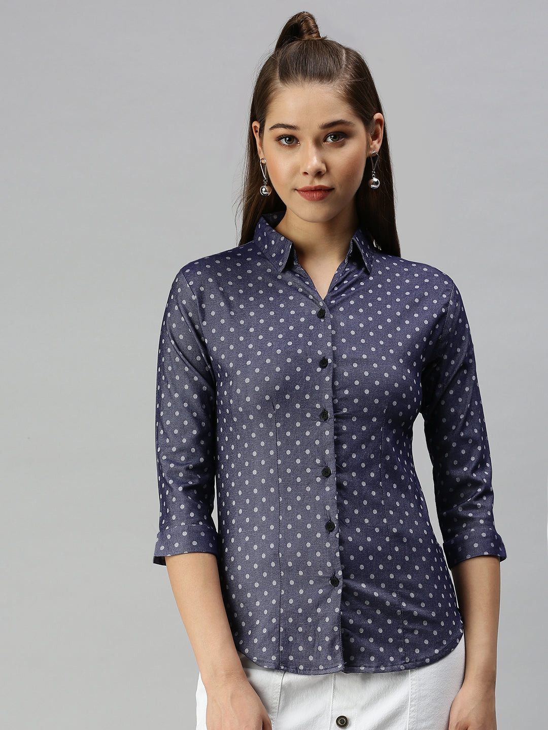 Women's Blue Printed Shirt