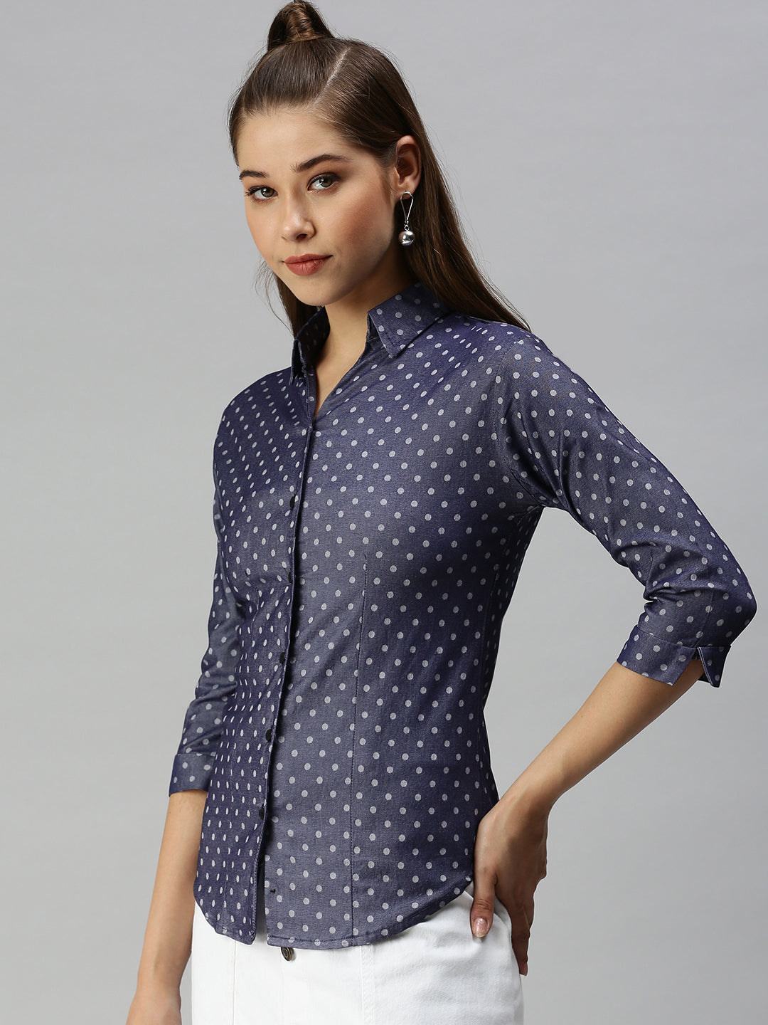 Women's Blue Printed Shirt