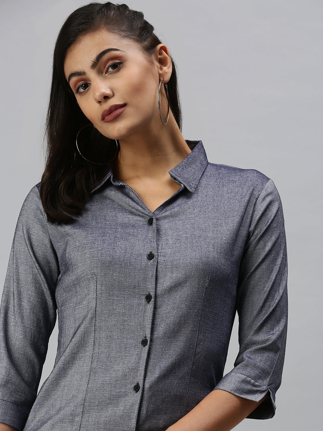 Women's Blue Solid Shirt