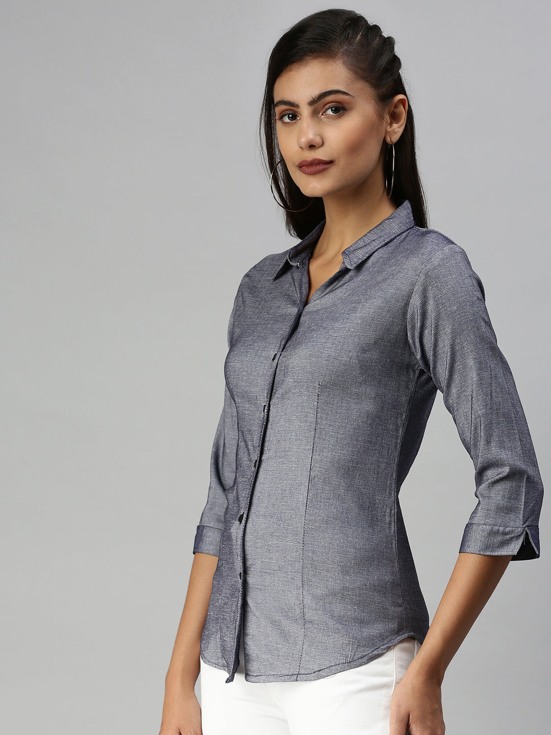 Women's Blue Solid Shirt