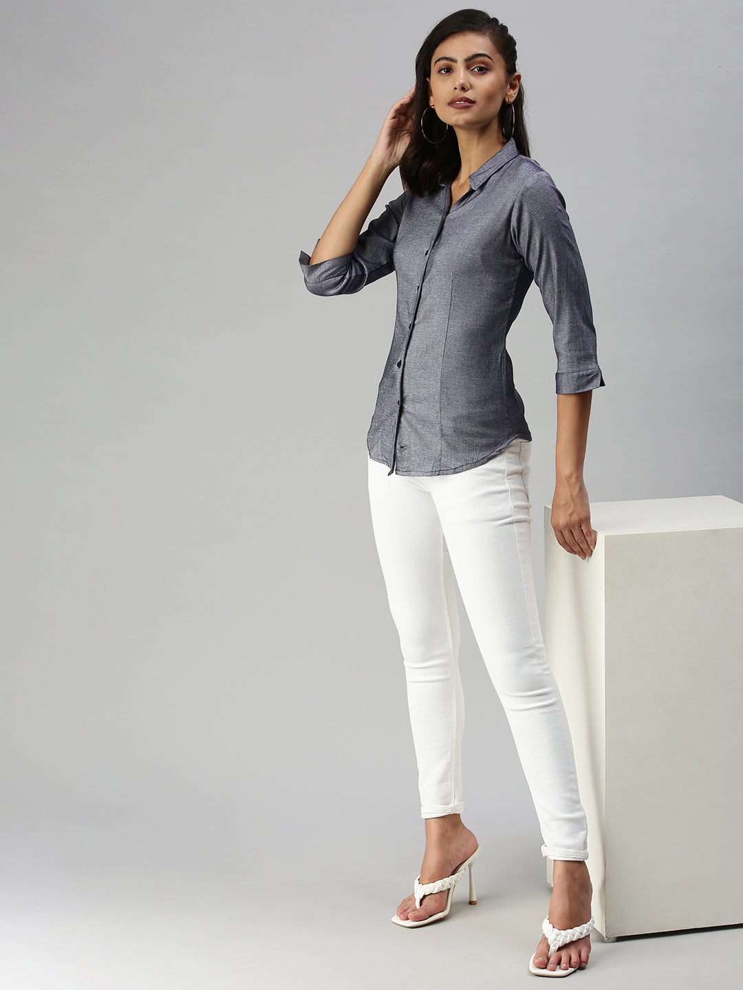 Women's Blue Solid Shirt