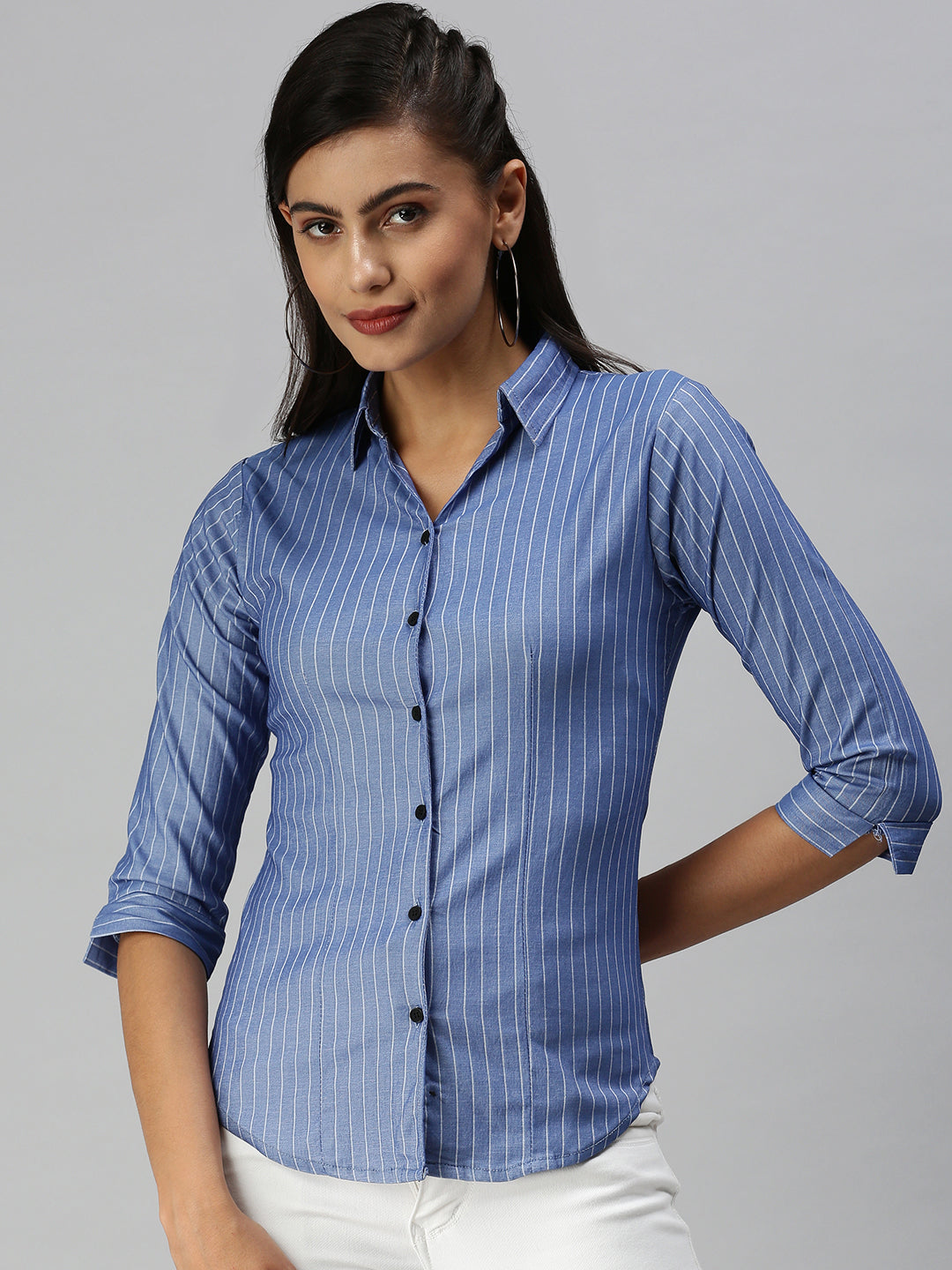 Women's Blue Printed Shirt