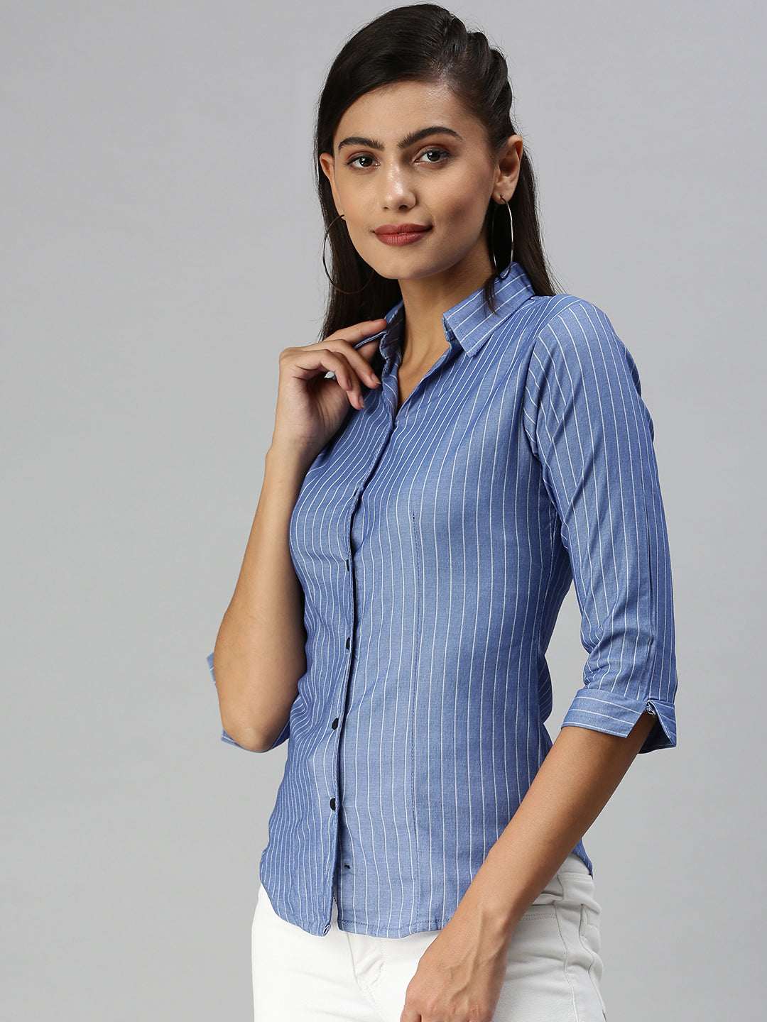 Women's Blue Printed Shirt