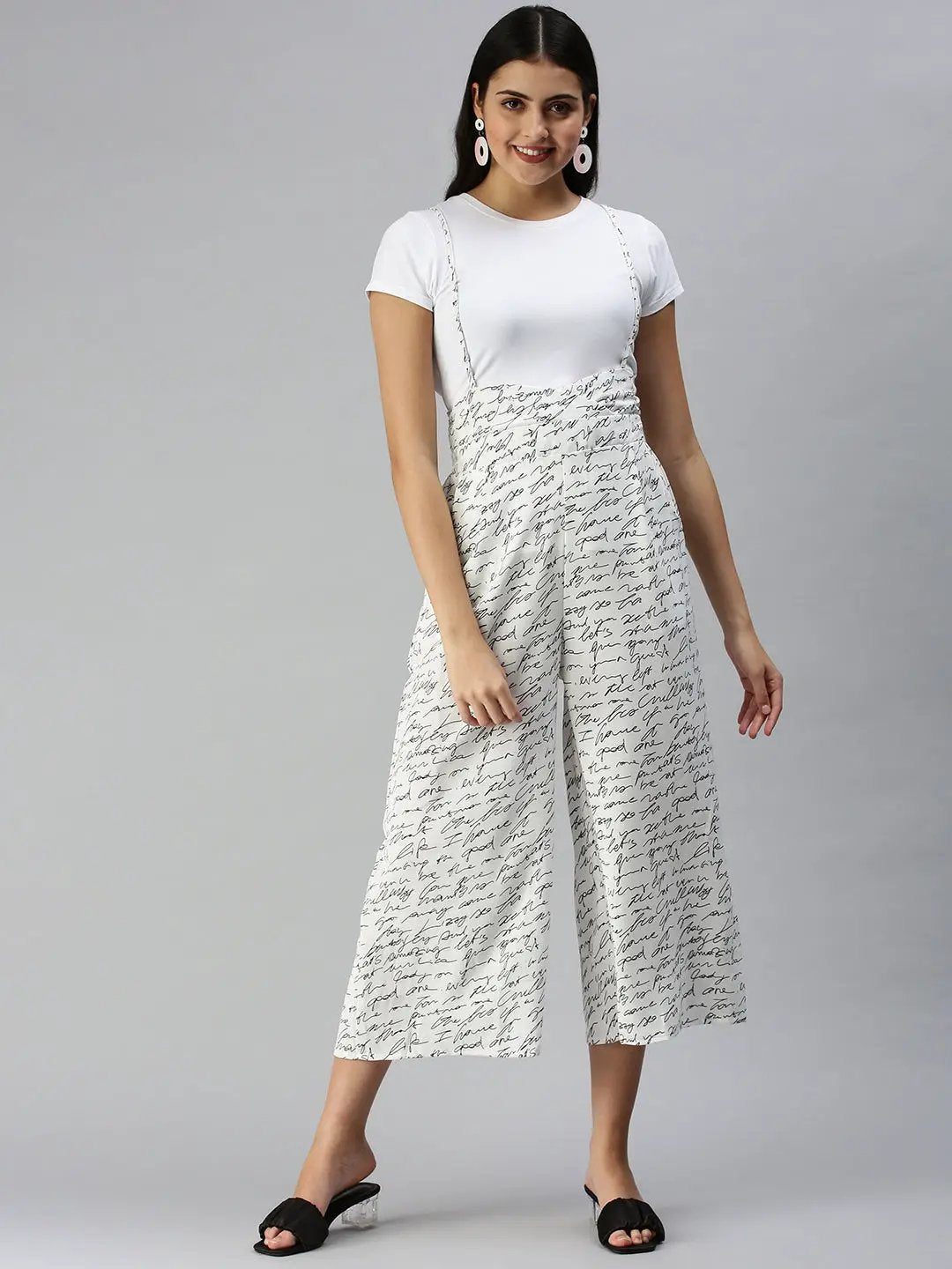 Women's White Printed Jumpsuits