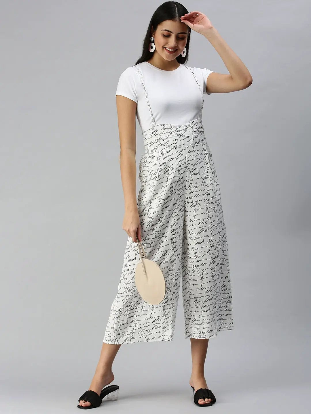 Women's White Printed Jumpsuits