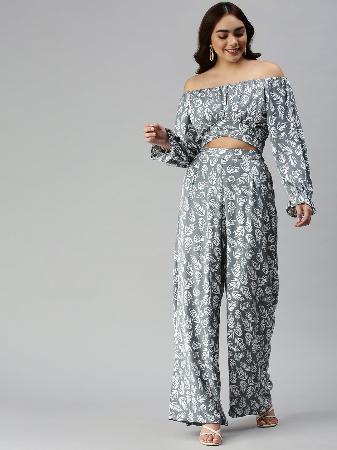 Women Grey Printed  Co-Ords Set