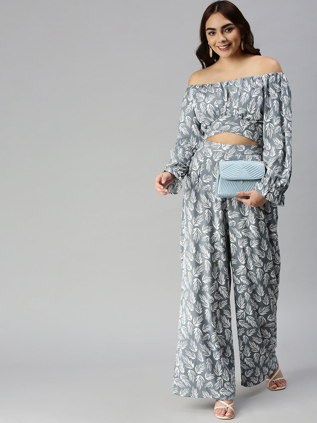 Women Grey Printed  Co-Ords Set