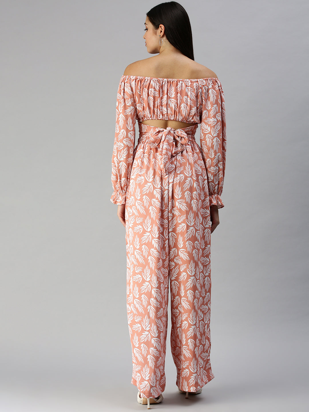 Women Peach Printed  Co-Ords Set